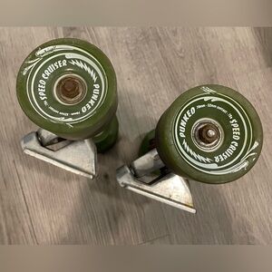 Punked 70mm Speed Cruiser Wheels Green with Trucks for Long Board